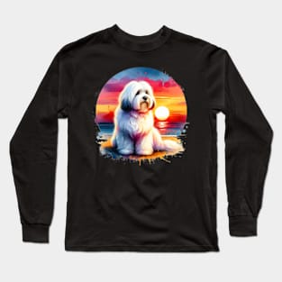 Watercolor Coton De Tulear Sunset Long Sleeve T-Shirt